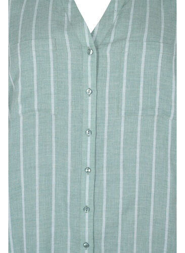 Gestreiftes Shirt mit V-Ausschnitt, Balsam Green Stripe, Packshot image number 2