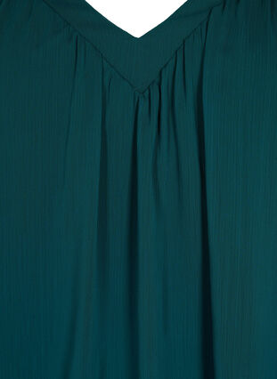 Einfarbige Bluse mit Fledermausärmeln und V-Ausschnitt, Ponderosa Pine, Packshot image number 2