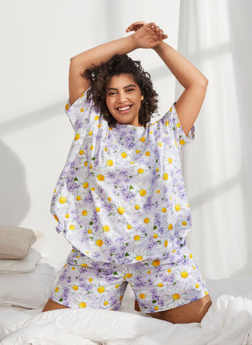Lockere Pyjamahose mit Print, Lavender Blue AOP, Image image number 0
