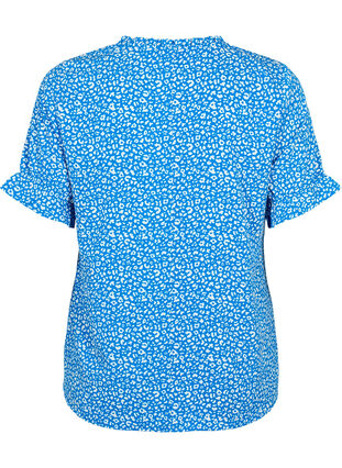 Kurzärmelige Bluse mit Druck, Blue Ditsy, Packshot image number 1