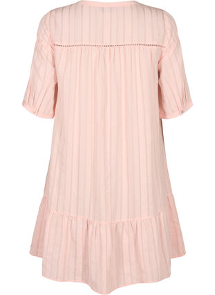 Gestreiftes Viskose Kleid mit Spitzenbändern, Strawberry Cream, Packshot image number 1