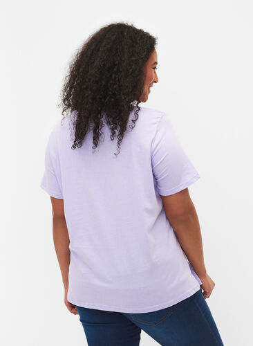 T-Shirt aus Baumwolle mit Rundhalsausschnitt und Print, Lavender FACE, Model image number 1