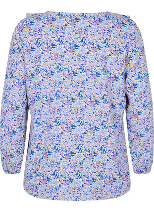 Bedruckte Bluse mit Rüschen , Purple Ditzy Flower, Packshot image number 1