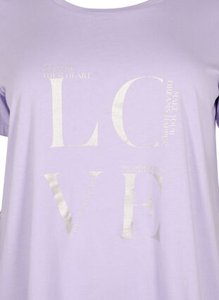 Kurzärmeliges T-Shirt aus Baumwolle mit Druck, Lavender W. Love, Packshot image number 2