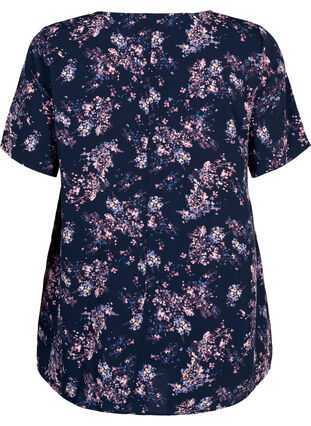 FLASH - Bluse mit kurzen Ärmeln und Print, Navy Rose Flower, Packshot image number 1