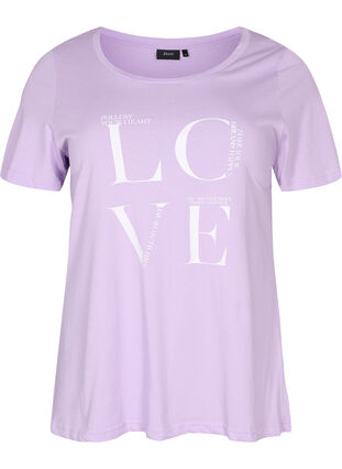 Kurzärmeliges Baumwoll-T-Shirt mit Aufdruck, Lavendula LOVE, Packshot image number 0