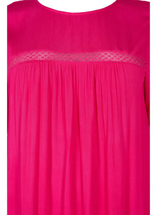 Viskose-Kleid mit Spitzenband, Bright Rose, Packshot image number 2