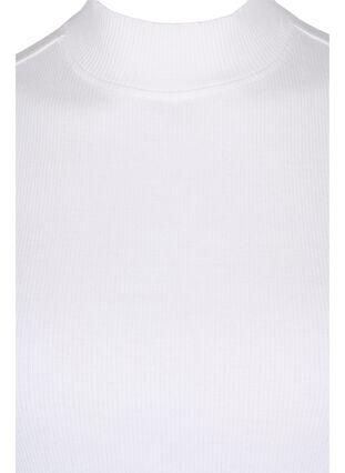 Hochgeschnittenes Baumwolltop mit gerippter Struktur, Bright White, Packshot image number 2