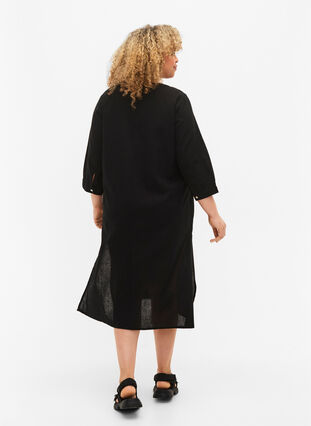 Langes Shirt-Kleid mit 3/4-Ärmeln, Black, Model image number 1