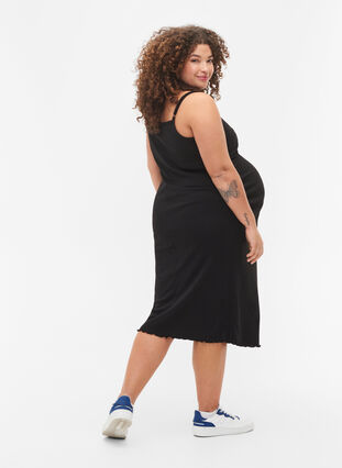 Schwangerschaftskleid aus Ripp, Black, Model image number 1