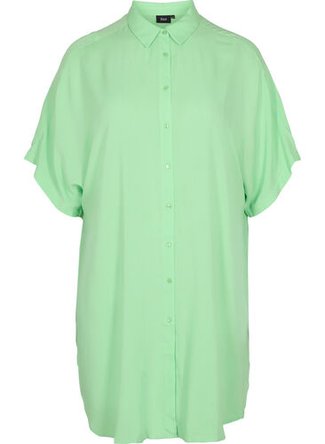 Lange Hemdbluse aus Viskose mit 2/4-Ärmeln, Summer Green, Packshot image number 0