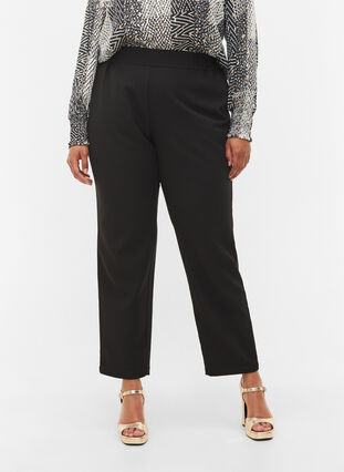 Einfarbige Hose mit Straight Fit, Black, Model image number 2