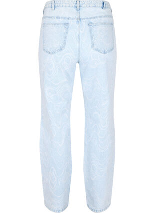 Cropped Mille Mom Jeans mit Print, Light blue denim, Packshot image number 1