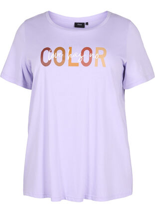 T-Shirt aus Baumwolle mit Print, Lavender COLOR, Packshot image number 0