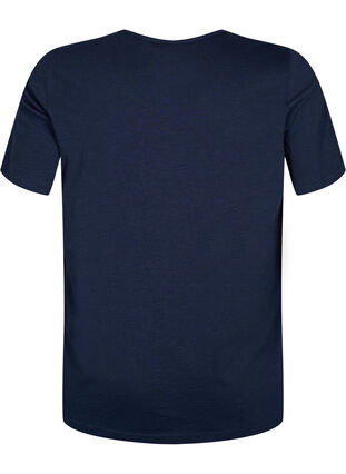 T-Shirt aus Baumwolle mit Spitzenband, Navy Blazer, Packshot image number 1