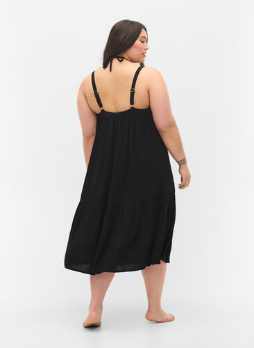 Langes Strandkleid aus Viskose, Black, Model image number 1