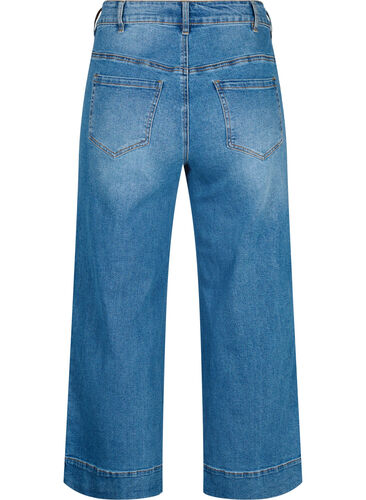 Cropped Jeans mit breitem Bein, Blue denim, Packshot image number 1