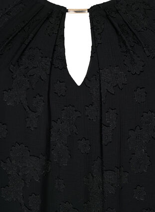 Kurzärmelige Bluse mit Struktur, Black, Packshot image number 2