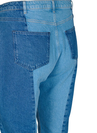 Cropped Vera jeans mit Colorblock, Blue denim, Packshot image number 3