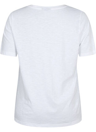 Kurzärmeliges Basic T-Shirt mit V-Ausschnitt, Bright White, Packshot image number 1