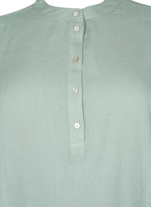 Viskose-Leinen-Mix-Shirt-Bluse mit 3/4-Ärmeln, Chinois Green, Packshot image number 2