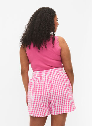 Karierte Pyjamahose aus Baumwolle, Pink Check, Model image number 1