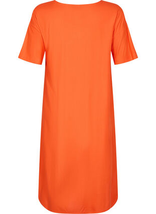 Kurzärmeliges Hemdkleid aus Viskose, Mandarin Red, Packshot image number 1