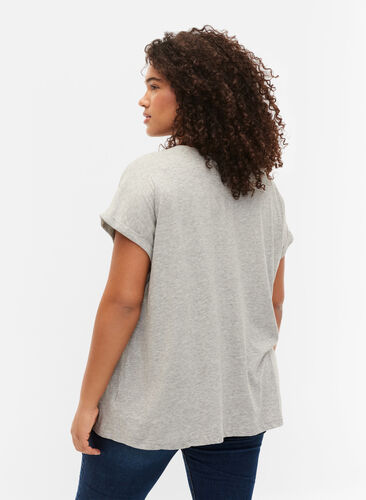 Kurzärmeliges T-Shirt aus einer Baumwollmischung, Heather Grey Mél, Model image number 1