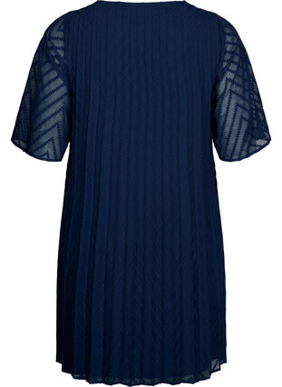 Kurzärmeliges Kleid mit Struktur , Navy Blazer, Packshot image number 1