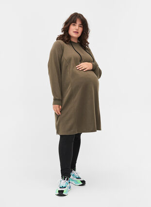 Schwangerschaftskleid aus Sweat mit Kapuze, Ivy Green, Model image number 2