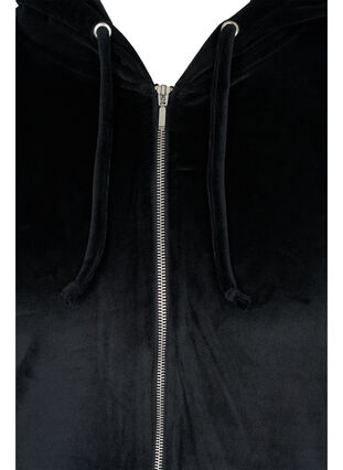 Cardigan aus Velours mit Reißverschluss und Kapuze , Black, Packshot image number 2