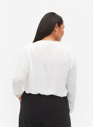 Langärmeliges Hemd mit V-Ausschnitt, Bright White, Model image number 1
