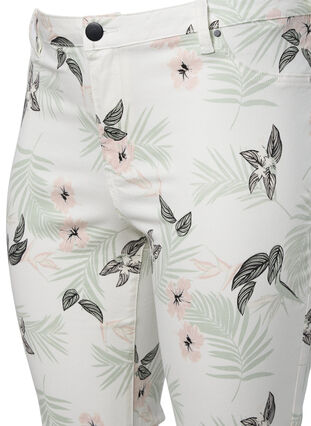 Capri Jeans mit Blumenprint und hoher Taille, White Flower AOP, Packshot image number 2