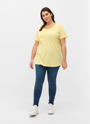 Kurzarm T-Shirt aus Baumwolle mit Aufdruck, Pale Banana Shine, Model image number 3