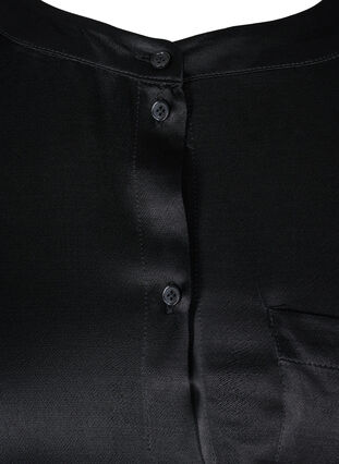 Langes glänzendes Hemd mit Einschnitt, Black, Packshot image number 2