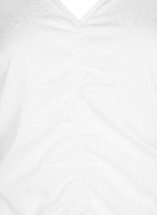 Kurzarm Kleid mit Drapierung und Struktur, Bright White, Packshot image number 2