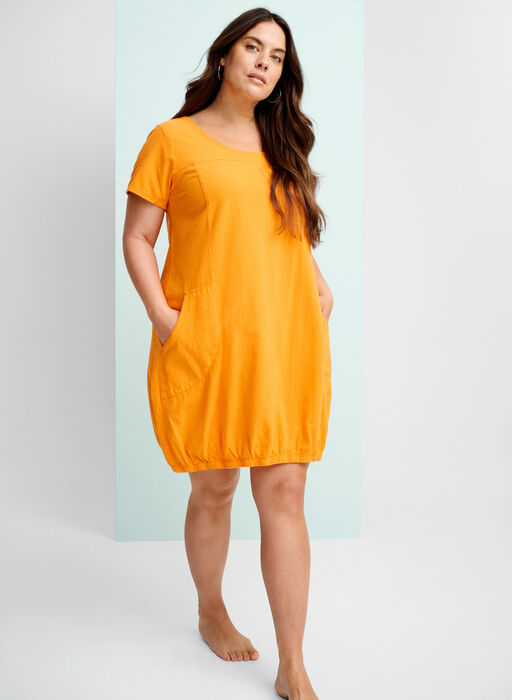 Kurzarm Kleid aus Baumwolle, Orange Tiger, Image image number 0