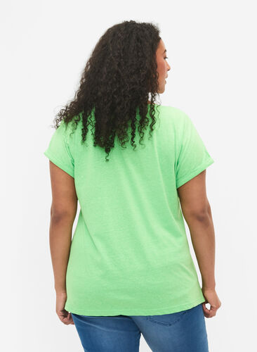 Neonfarbenes T-Shirt aus Baumwolle, Neon Green, Model image number 1