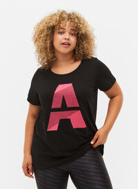 Trainings-T-Shirt mit Print, Black w. Pink A, Model