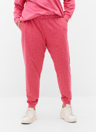Jogginghose mit Print und Taschen, Hot Pink AOP, Model image number 2