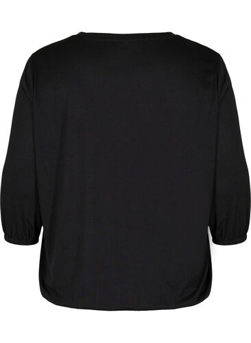 Einfarbige Bluse mit 3/4-Ärmel, Black, Packshot image number 1