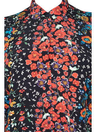 Langes Hemd aus Viskose mit Blumenprint, Black Flower, Packshot image number 2