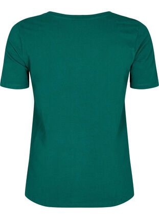 Einfarbiges basic T-Shirt aus Baumwolle, Evergreen, Packshot image number 1