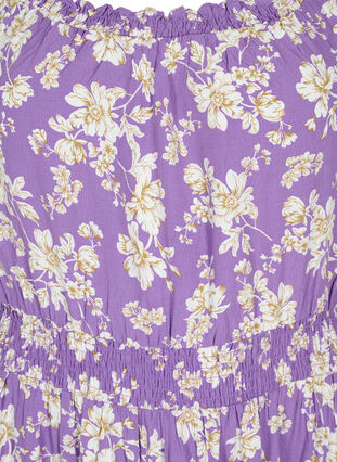 Florales Off-Shoulder Midi-Kleid aus Viskose, Purple Flower AOP, Packshot image number 2