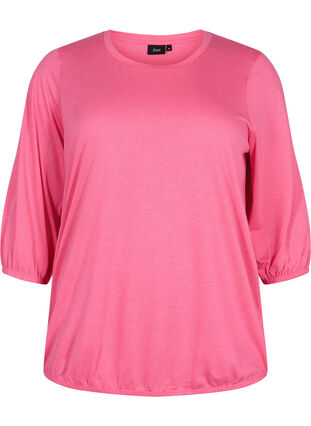 Einfarbige Bluse mit 3/4-Ärmel, Hot Pink Mel., Packshot image number 0