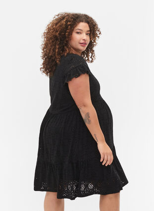 Schwangerschaftskleid aus Broderie anglaise mit Stillfunktion, Black, Model image number 1