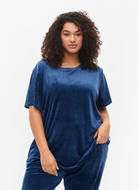 T-Shirt aus Velours, Insignia Blue, Model