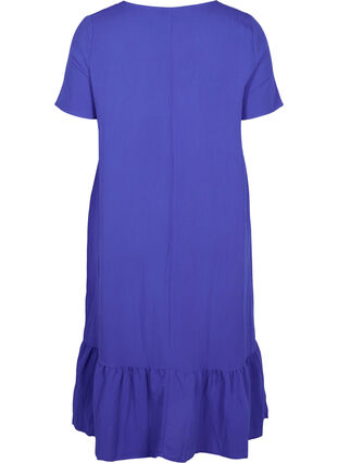 Kurzarm Viskosekleid mit V-Ausschnitt, Dazzling Blue, Packshot image number 1