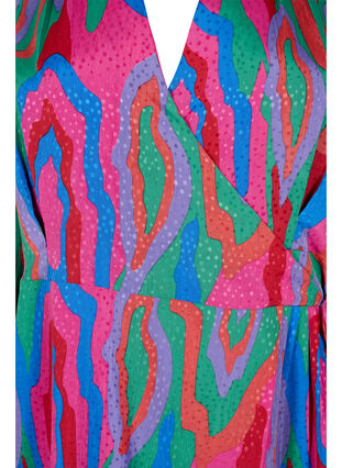 Bedrucktes Wickelkleid mit langen Ärmeln, Colorfull Art Print, Packshot image number 2