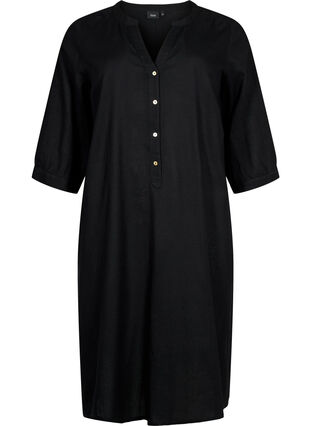 Langes Shirt-Kleid mit 3/4-Ärmeln, Black, Packshot image number 0